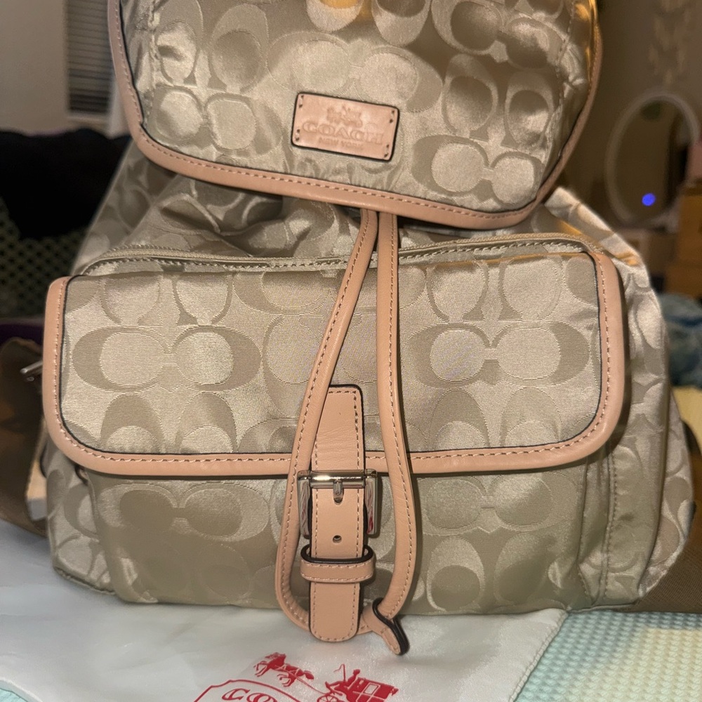 Coach Tan Signature Backpack